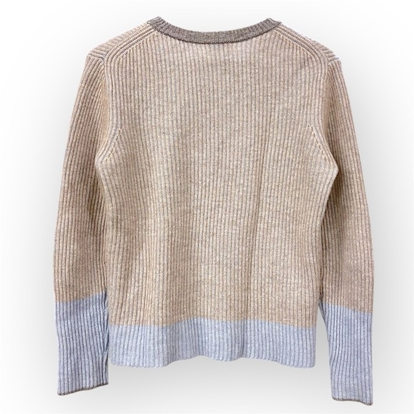 Kinross Cashmere ribbed knit pullover sweater, colorblock pastel colors, Sz L - Picture 7 of 10